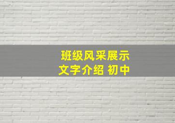 班级风采展示文字介绍 初中